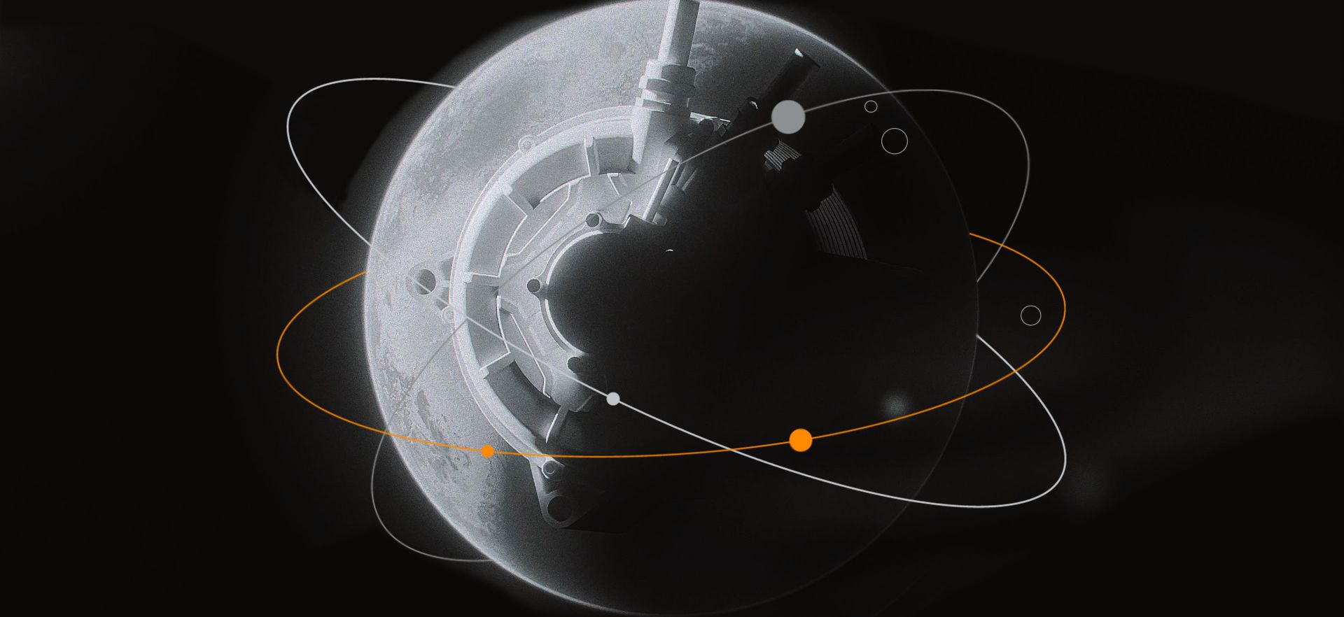 Helius drive system illustrated with dynamic orbit lines, representing advanced propulsion for high-speed or heavy-duty LEVs.